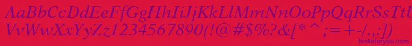 Dutch823ItalicBt Font – Purple Fonts on Red Background