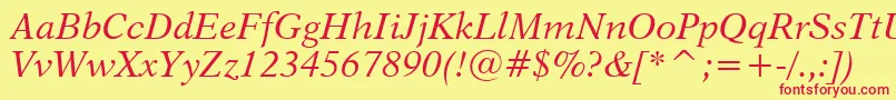Dutch823ItalicBt Font – Red Fonts on Yellow Background