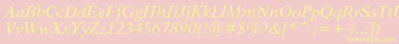 Dutch823ItalicBt-Schriftart – Gelbe Schriften auf rosa Hintergrund