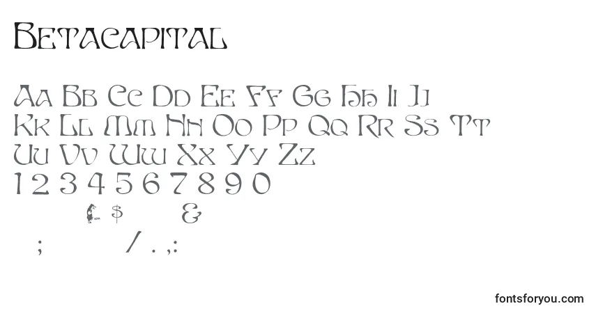 Czcionka Betacapital – alfabet, cyfry, specjalne znaki