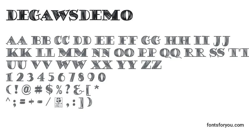 DegawsDemo-fontti – aakkoset, numerot, erikoismerkit