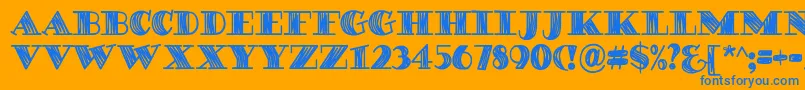 DegawsDemo-Schriftart – Blaue Schriften auf orangefarbenem Hintergrund