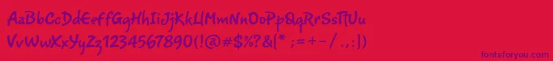 Romy-Schriftart – Violette Schriften auf rotem Hintergrund