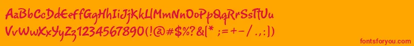 Czcionka Romy – czerwone czcionki na pomarańczowym tle