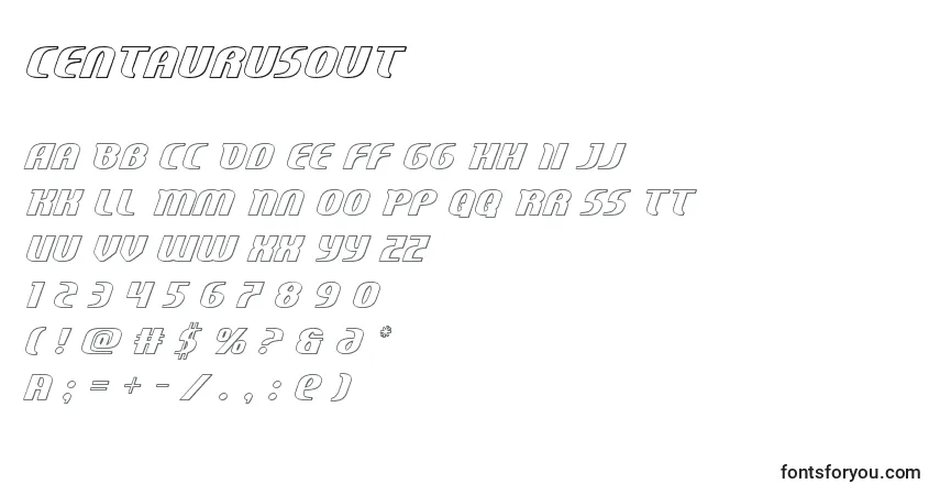 A fonte Centaurusout – alfabeto, números, caracteres especiais