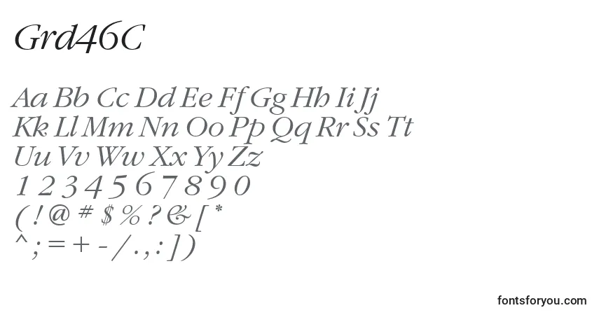 Czcionka Grd46C – alfabet, cyfry, specjalne znaki
