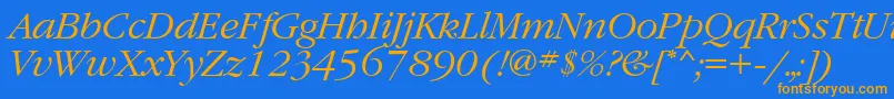 フォントGrd46C – オレンジ色の文字が青い背景にあります。