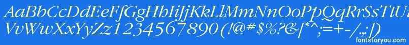 Grd46C Font – Yellow Fonts on Blue Background