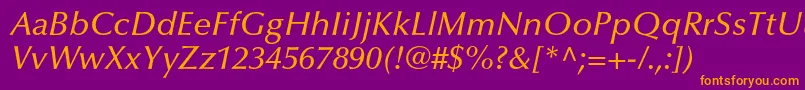 OptimaltstdMediumitalic Font – Orange Fonts on Purple Background