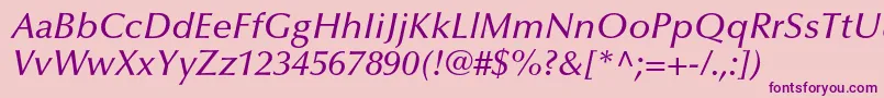 OptimaltstdMediumitalicフォントについての詳細 フォントOptimaltstdMediumitalic – ピンクの背景に紫のフォント