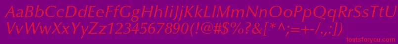 OptimaltstdMediumitalic Font – Red Fonts on Purple Background