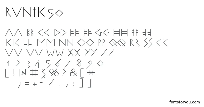 Schriftart Runik50 – Alphabet, Zahlen, spezielle Symbole