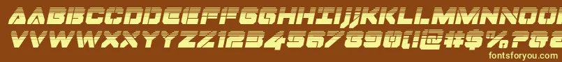 Dominojackhalfital-fontti – keltaiset fontit ruskealla taustalla