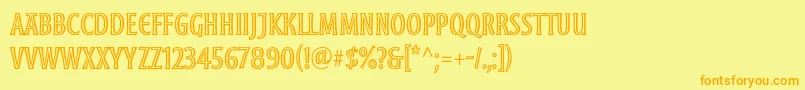 MoonglowCond-Schriftart – Orangefarbene Schriften auf gelbem Hintergrund