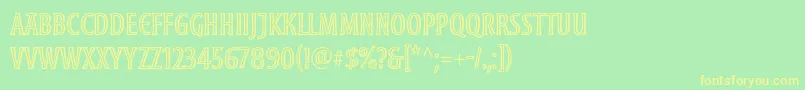 フォントMoonglowCond – 黄色の文字が緑の背景にあります