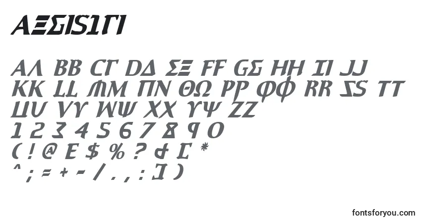 Czcionka Aegis1ci – alfabet, cyfry, specjalne znaki