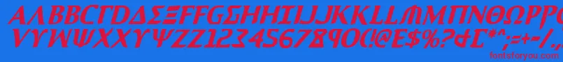 Aegis1ci-Schriftart – Rote Schriften auf blauem Hintergrund