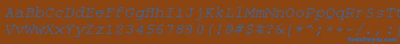 Шрифт Monospaceoblique – синие шрифты на коричневом фоне