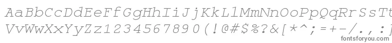 Monospaceoblique-fontti – harmaat kirjasimet valkoisella taustalla