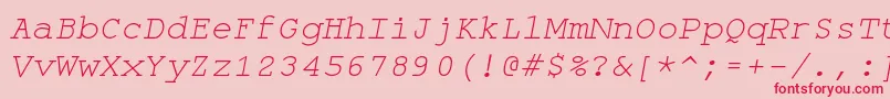 Monospaceoblique-Schriftart – Rote Schriften auf rosa Hintergrund
