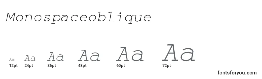 Размеры шрифта Monospaceoblique