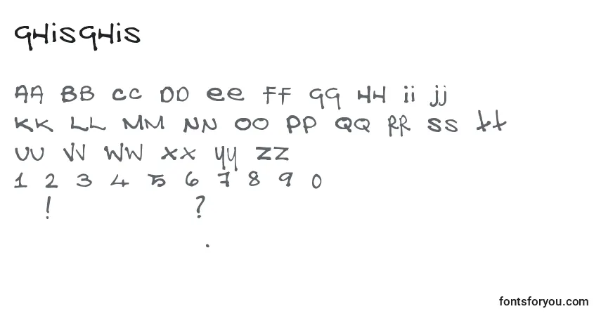 A fonte GhisGhis – alfabeto, números, caracteres especiais