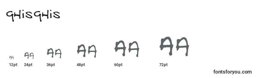 Размеры шрифта GhisGhis