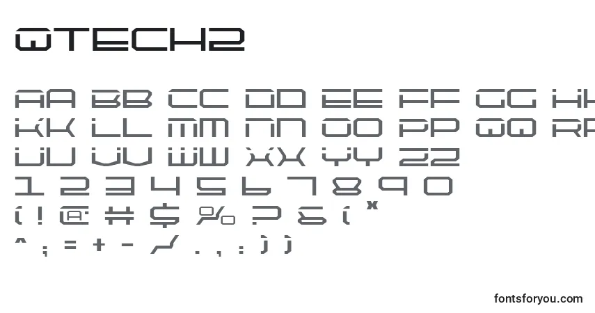 A fonte Qtech2 – alfabeto, números, caracteres especiais