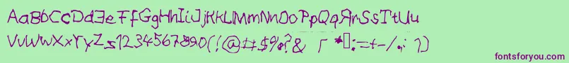 Someilliteratewrotethis Font – Purple Fonts on Green Background