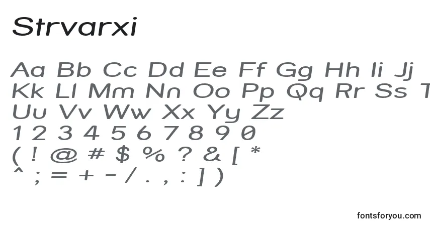 Czcionka Strvarxi – alfabet, cyfry, specjalne znaki