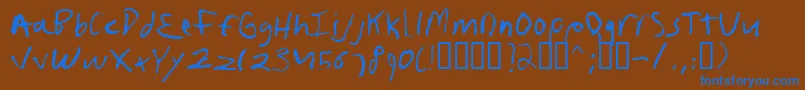 フォントFrushand – 茶色の背景に青い文字