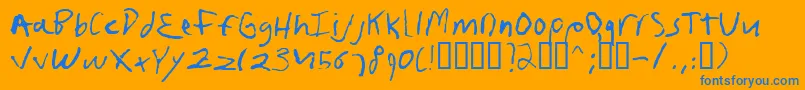 フォントFrushand – オレンジの背景に青い文字