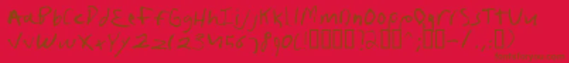 フォントFrushand – 赤い背景に茶色の文字