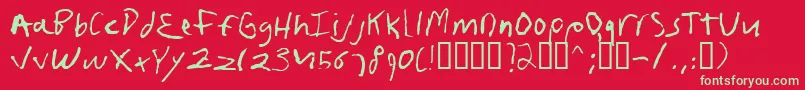 Frushand Font – Green Fonts on Red Background