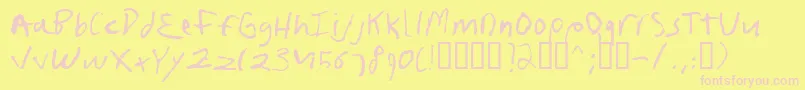 Frushand-Schriftart – Rosa Schriften auf gelbem Hintergrund