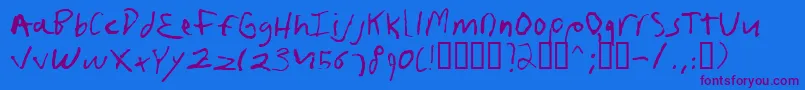 Frushand-Schriftart – Violette Schriften auf blauem Hintergrund