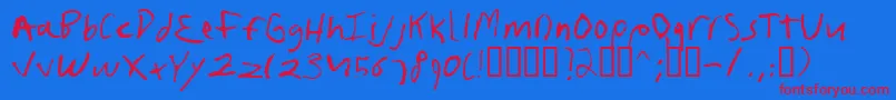 Frushand Font – Red Fonts on Blue Background