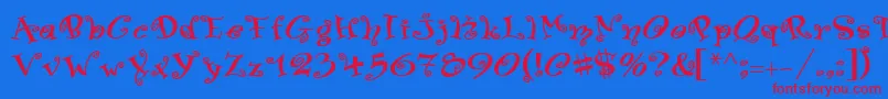 フォントPfswingerLuscious – 赤い文字の青い背景