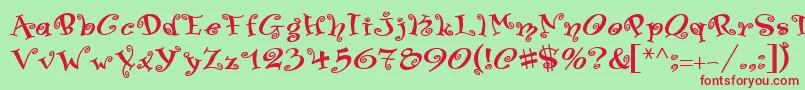 フォントPfswingerLuscious – 赤い文字の緑の背景