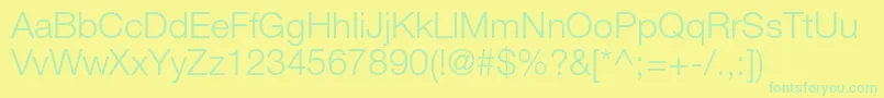 HelveticaneueltstdLt-Schriftart – Grüne Schriften auf gelbem Hintergrund