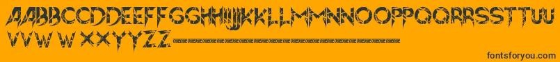 Hellion-Schriftart – Schwarze Schriften auf orangefarbenem Hintergrund