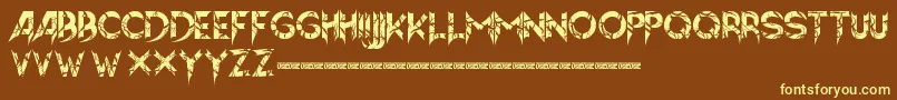 Hellion-fontti – keltaiset fontit ruskealla taustalla