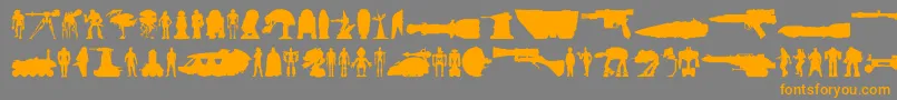 フォントStarwarsKit – オレンジの文字は灰色の背景にあります。