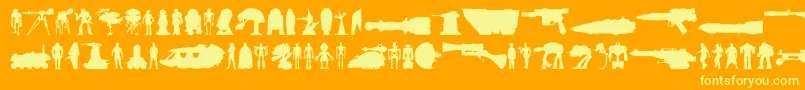 Fonte StarwarsKit – fontes amarelas em um fundo laranja