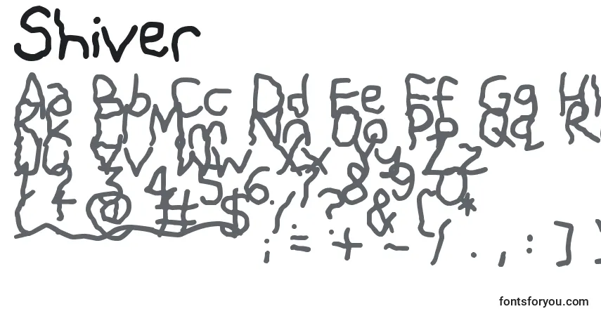 A fonte Shiver – alfabeto, números, caracteres especiais