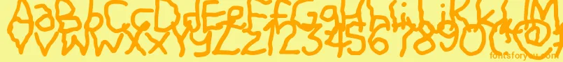 フォントShiver – オレンジの文字が黄色の背景にあります。