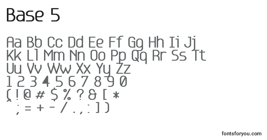 Schriftart Base 5 – Alphabet, Zahlen, spezielle Symbole