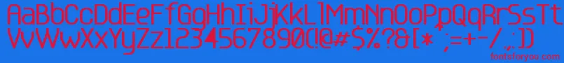 Base 5 Font – Red Fonts on Blue Background