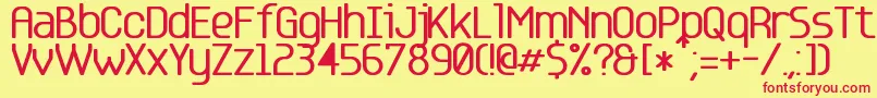 Base 5 Font – Red Fonts on Yellow Background