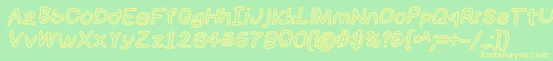 Numbbunnybkoutita Font – Yellow Fonts on Green Background